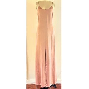 Blush Pink Silk Slip Dress - Maxi Length